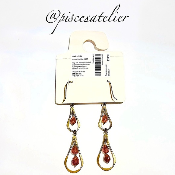 AUREUS + ARGENT Strawberry Red Pear Drop Stone Earrings - Picture 5 of 5